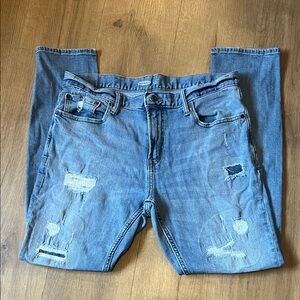 Old Navy Men's Light Blue Distressed Skinny Jeans 34x30